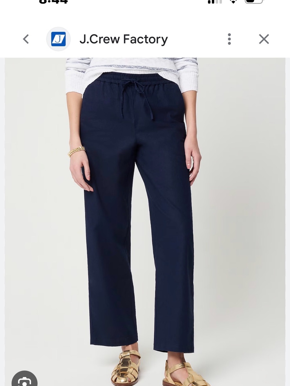 J. Crew Women's Blue Straight Leg Drawstring Pants